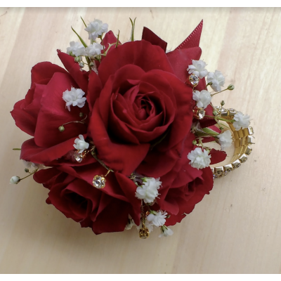 Red Rose with Baby's Breath Corsage